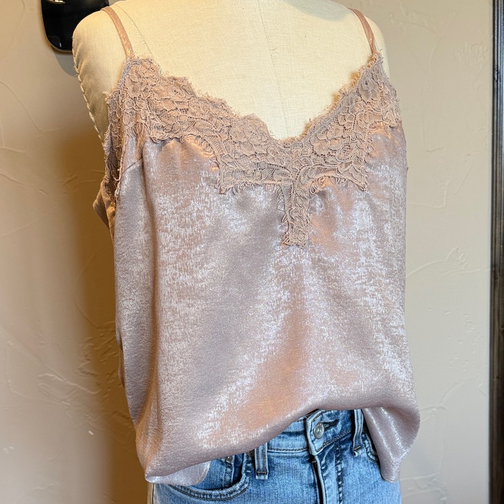 Heartloom Satin Lace Cami - Champagne/Dusty Rose